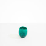 Dinosaur Designs Large Rock Cup in Mineral Swirl — handcrafted marbled teal green and transparent resin cup with rounded bulbous form and open organic rim..