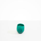 Dinosaur Designs Large Rock Cup in Mineral Swirl — handcrafted marbled teal green and transparent resin cup with rounded bulbous form and open organic rim..