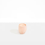 Dinosaur Designs Large Rock Cup in Rose Swirl — handcrafted marbled pink and transparent resin cup with rounded bulbous form and open organic rim..