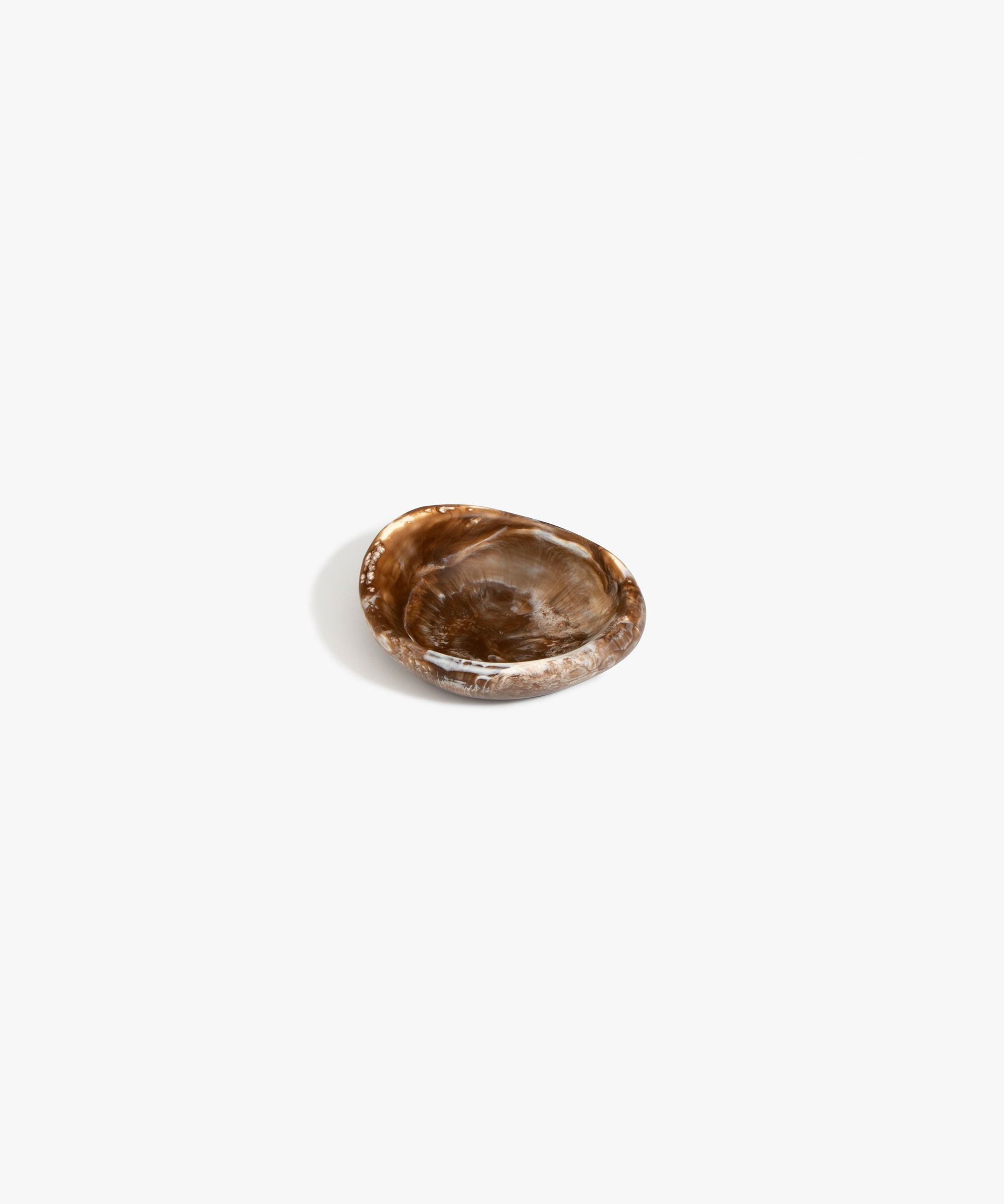 Dinosaur Designs Bones Dish in Cappuccino — small handcrafted brown and cream marbled resin trinket dish with organic form...