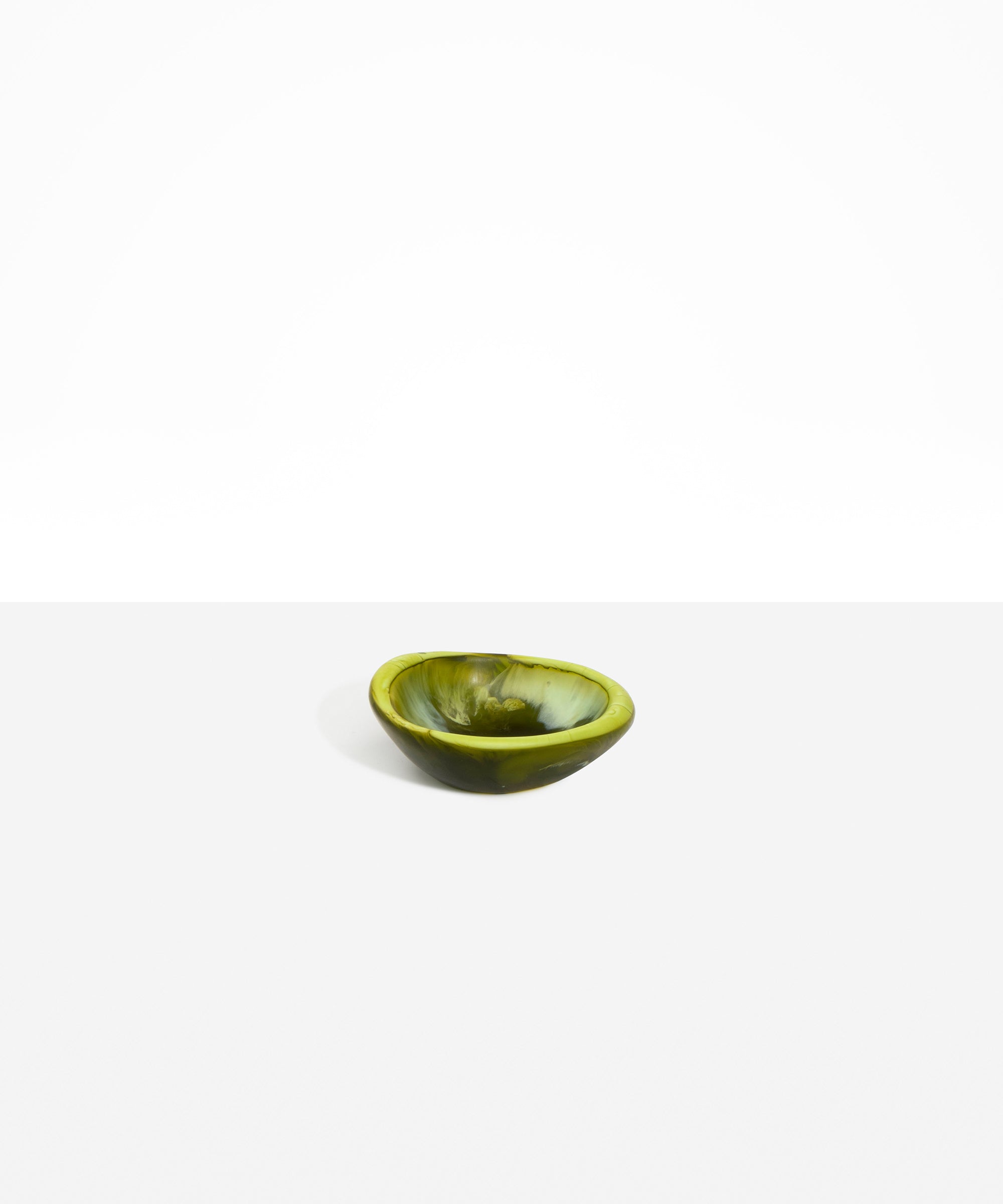Dinosaur Designs Bones Dish in Malachite — small handcrafted marbled green and blue resin trinket dish with organic form