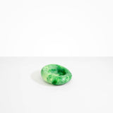 Dinosaur Designs Drift Dish in Grass— handcrafted marbled light and dark green resin chunky trinket dish with organic form