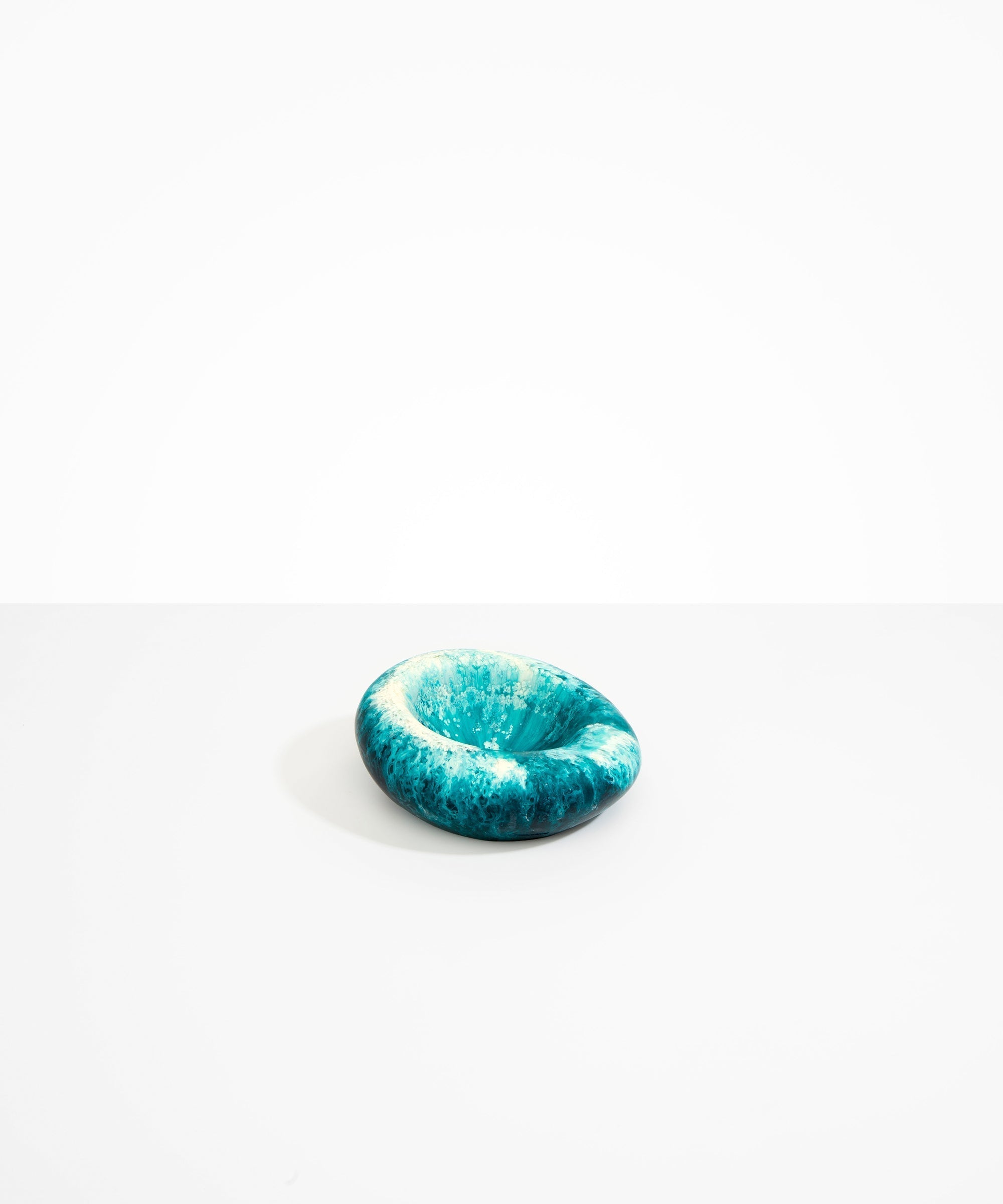 Dinosaur Designs Drift Dish in Lagoon— handcrafted marbled blue and cream resin chunky trinket dish with organic form