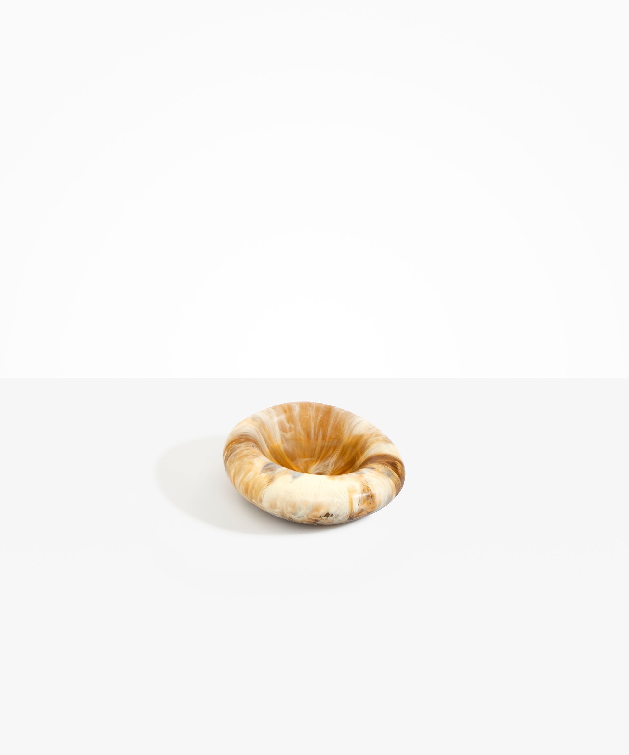 Dinosaur Designs Drift Dish in Light Horn— handcrafted marbled brown, cream and clear resin chunky trinket dish with organic form