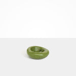 Dinosaur Designs Drift Dish in Olive— handcrafted marbled green and clear resin chunky trinket dish with organic form