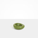 Dinosaur Designs Drift Dish in Olive— handcrafted marbled green and clear resin chunky trinket dish with organic form