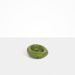 Dinosaur Designs Drift Dish in Olive— handcrafted marbled green and clear resin chunky trinket dish with organic form