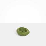 Dinosaur Designs Drift Dish in Olive— handcrafted marbled green and clear resin chunky trinket dish with organic form