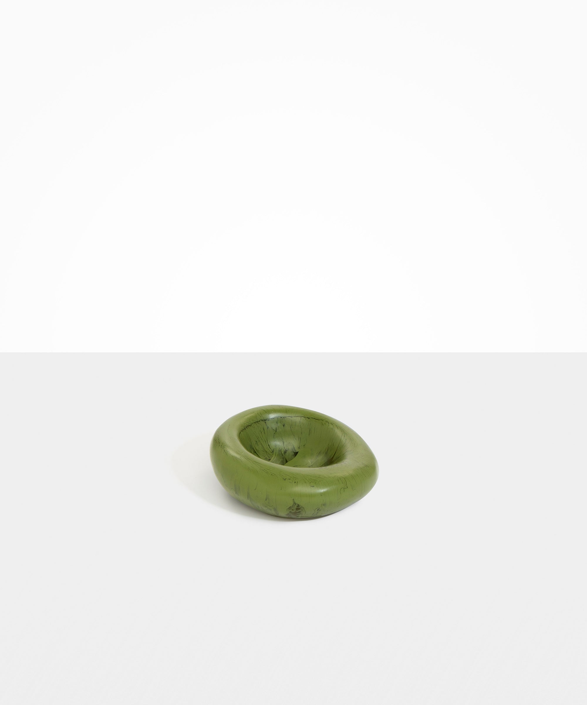 Dinosaur Designs Drift Dish in Olive— handcrafted marbled green and clear resin chunky trinket dish with organic form