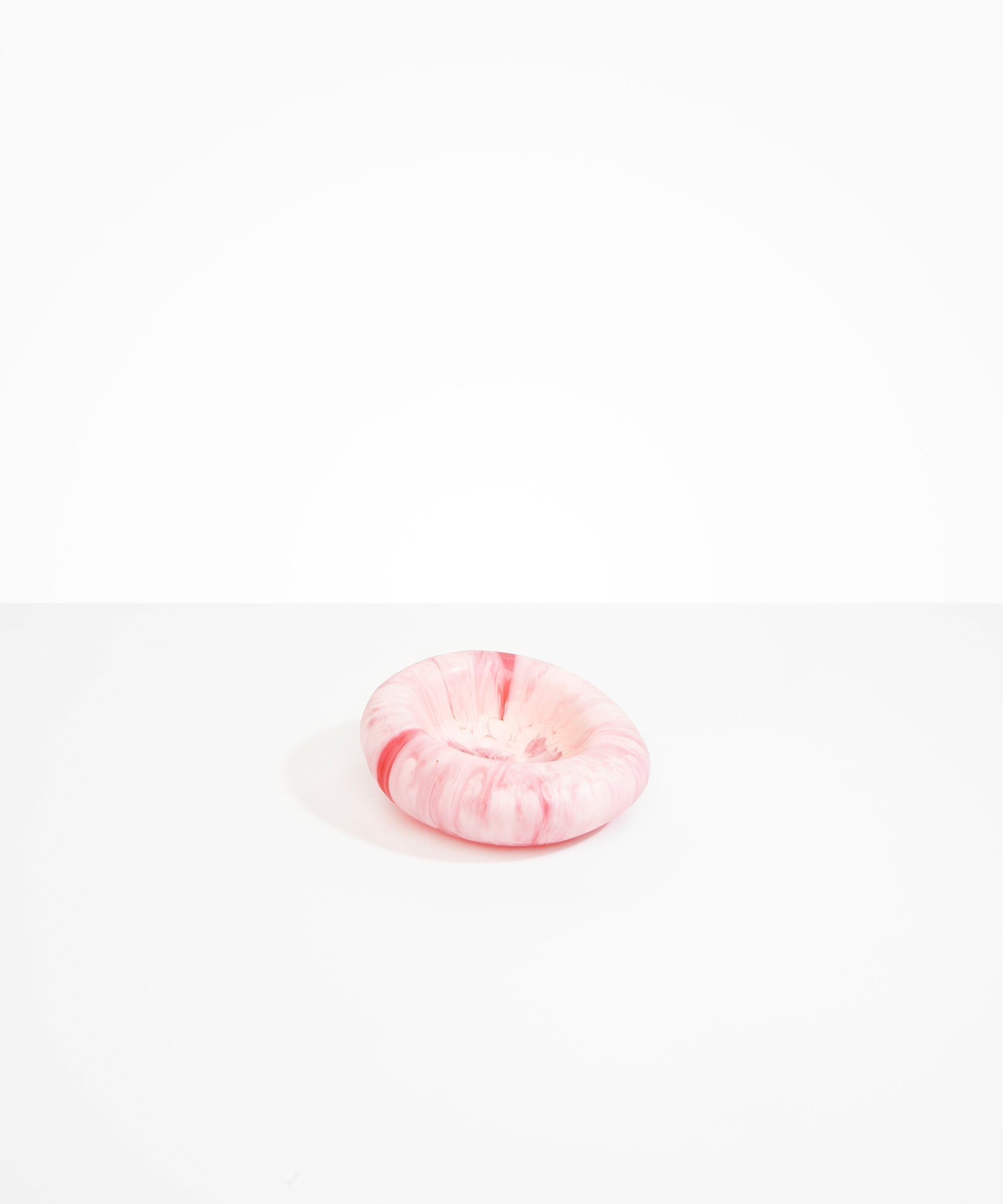 Dinosaur Designs Drift Dish in Shell Pink— handcrafted marbled pink resin chunky trinket dish with organic form