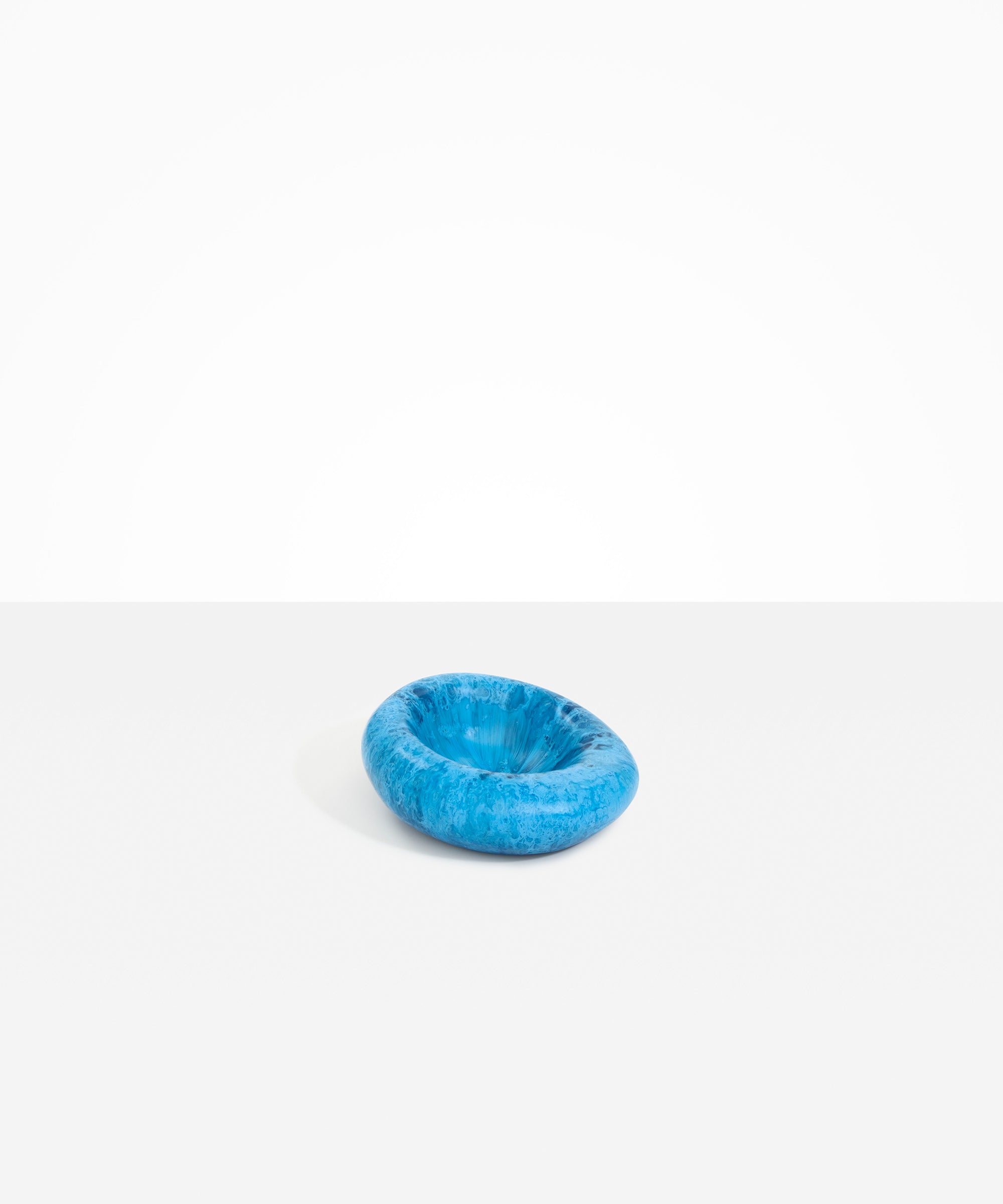 Dinosaur Designs Drift Dish in Sky— handcrafted marbled blue and clear resin chunky trinket dish with organic form