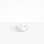 Dinosaur Designs Drift Dish in Snow Swirl— handcrafted marbled white and clear resin chunky trinket dish with organic form