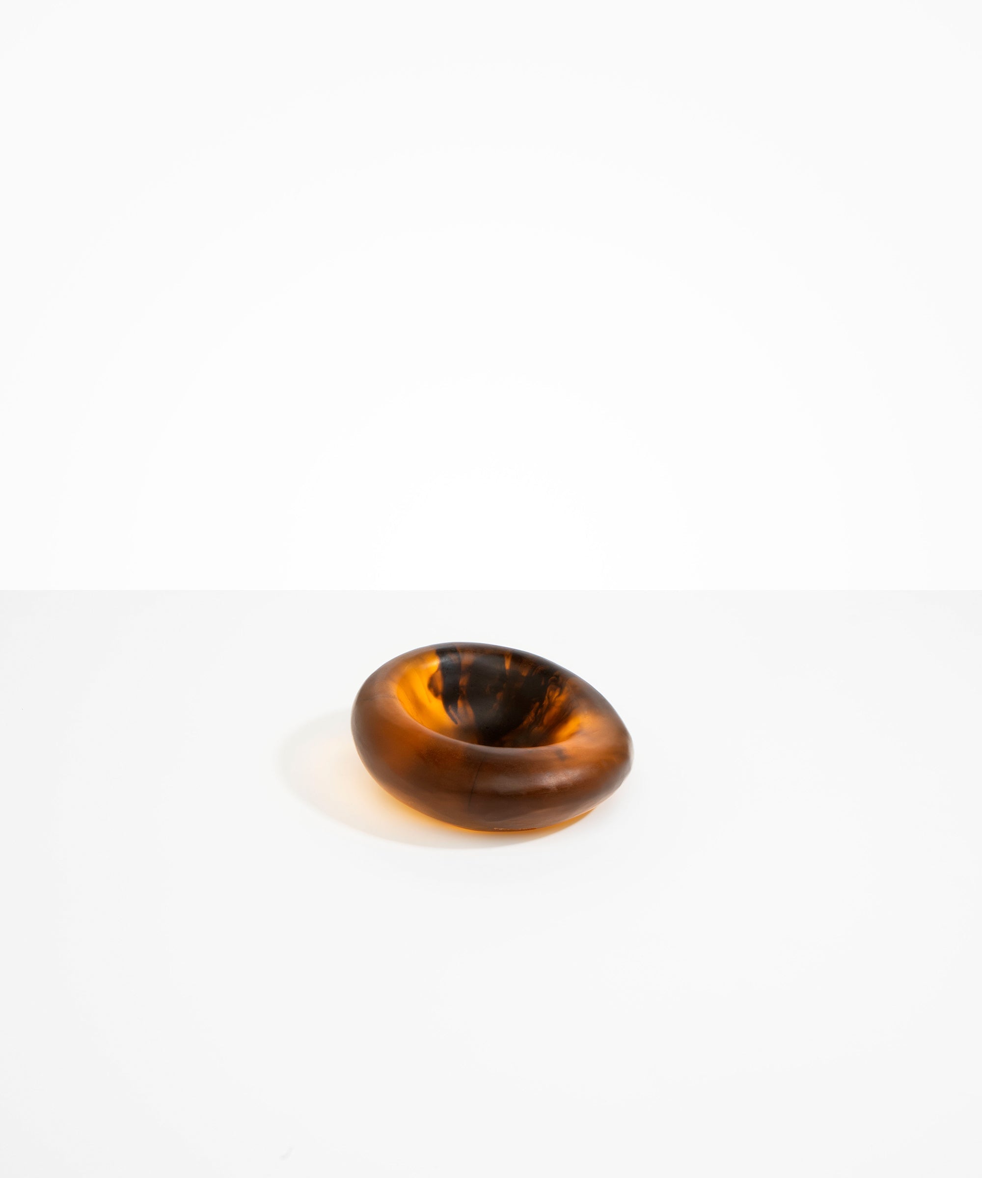 Dinosaur Designs Drift Dish in Tortoise— handcrafted marbled amber and black resin chunky trinket dish with organic form
