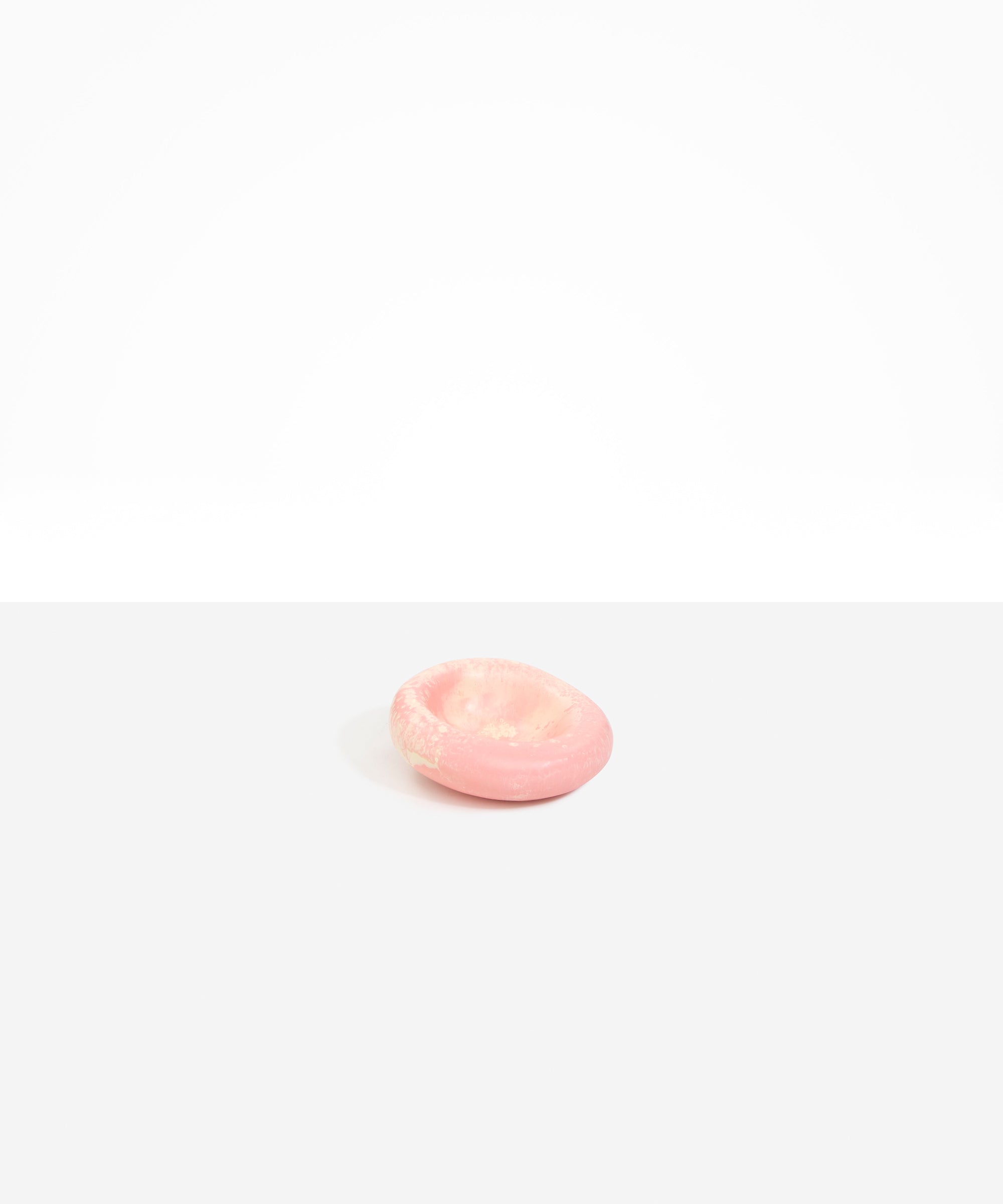 Dinosaur Designs Medium Drift Dish in Blossom— handcrafted marbled pink and cream resin chunky trinket dish with organic form