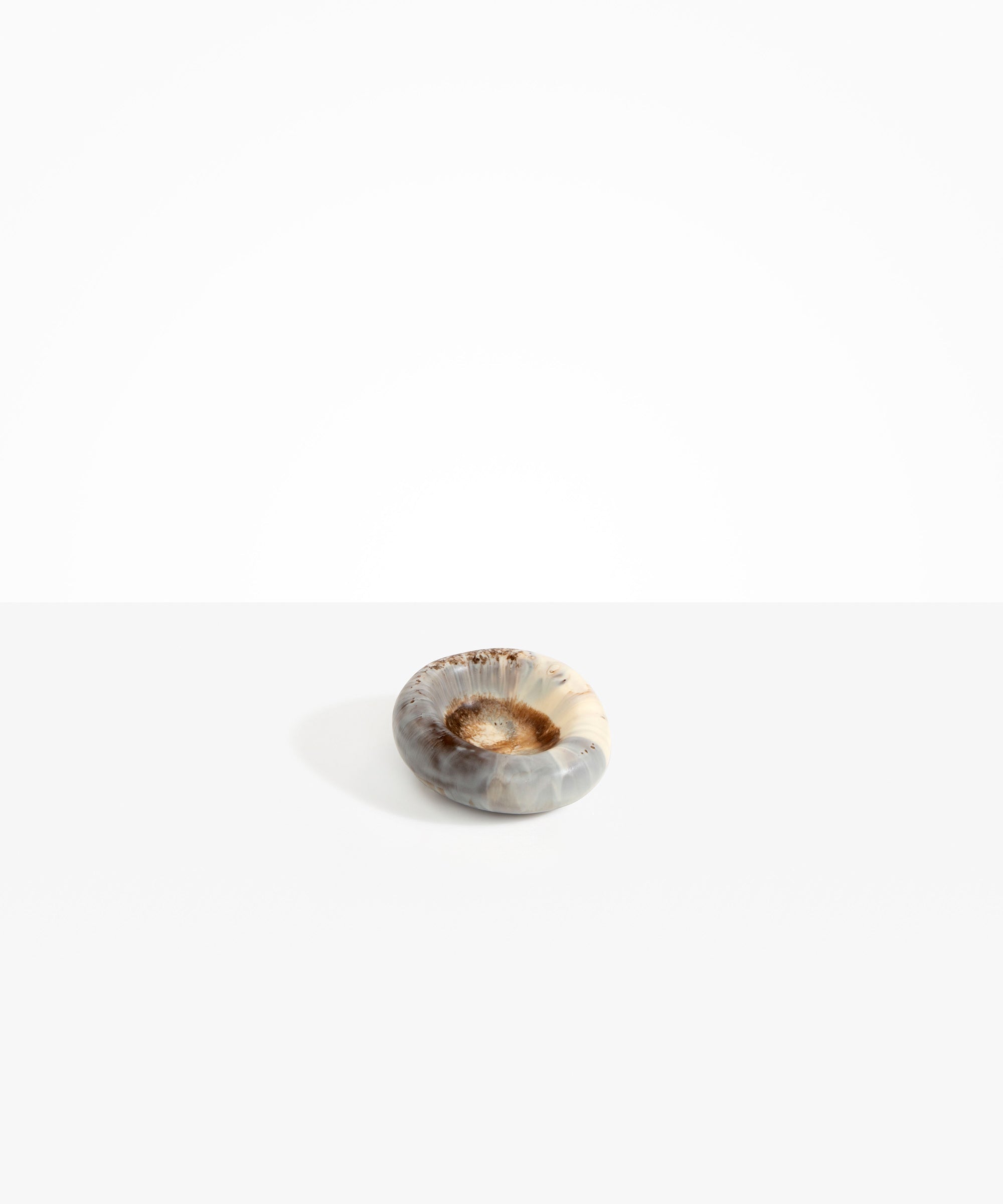 Dinosaur Designs Medium Drift Dish in Cappuccino— handcrafted marbled brown and cream resin chunky trinket dish with organic form