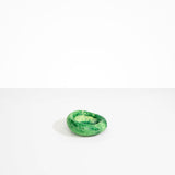Dinosaur Designs Medium Drift Dish in Grass— handcrafted marbled light and dark green resin chunky trinket dish with organic form