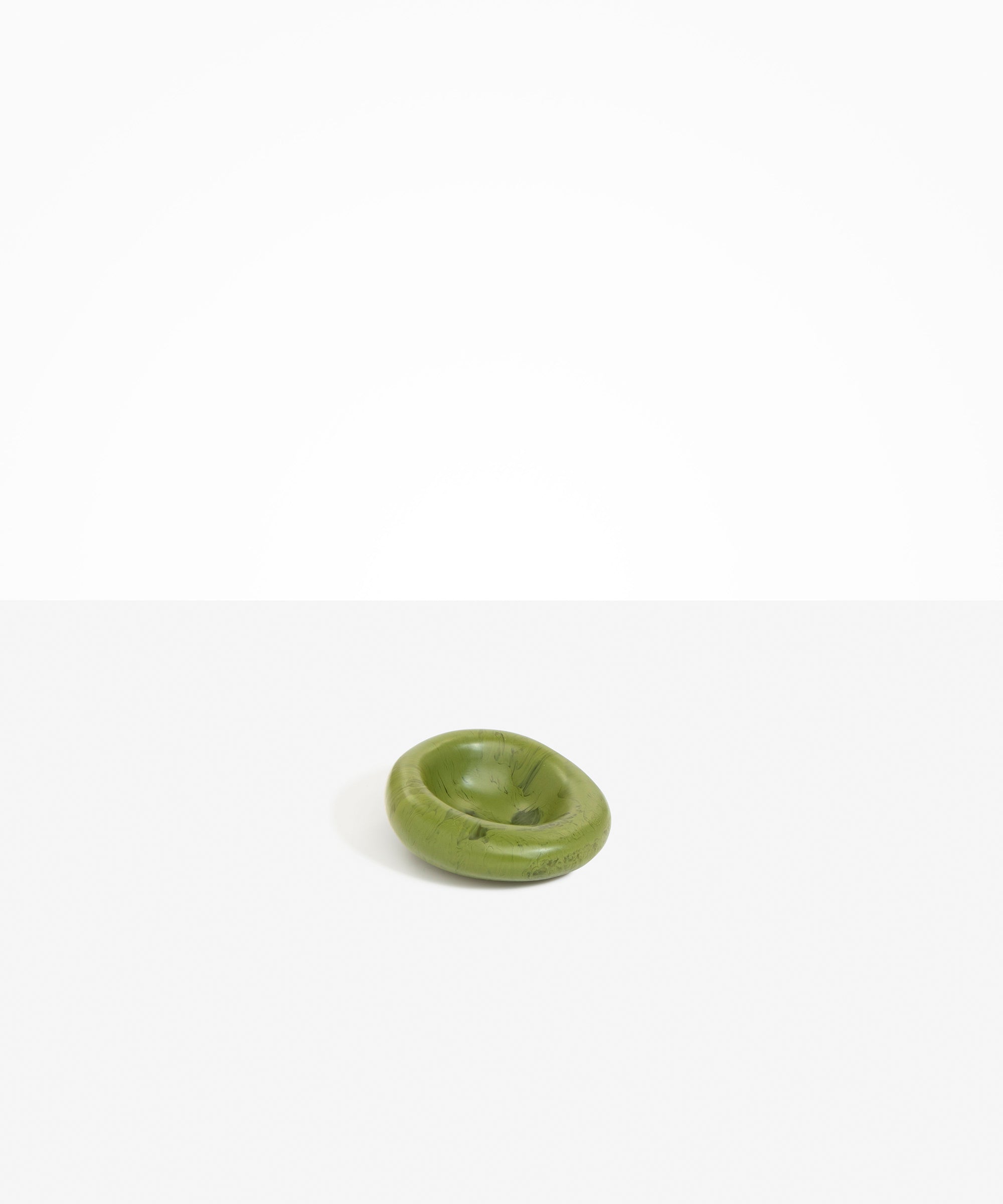Dinosaur Designs Medium Drift Dish in Olive— handcrafted marbled green and clear resin chunky trinket dish with organic form