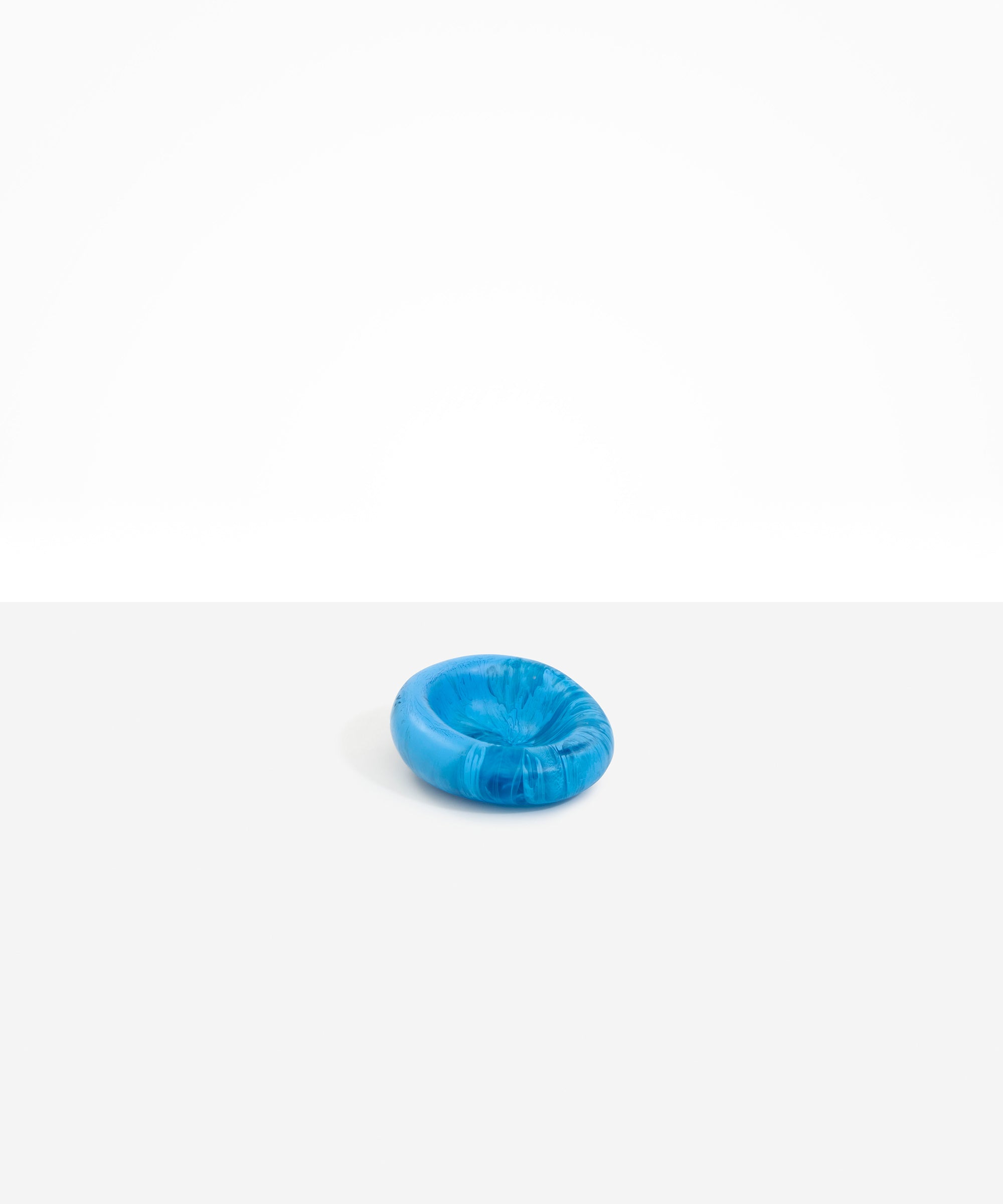 Dinosaur Designs Medium Drift Dish in Sky— handcrafted marbled blue and clear resin chunky trinket dish with organic form