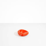 Dinosaur Designs Medium Drift Dish in Strawberry— handcrafted marbled light and dark red resin chunky trinket dish with organic form