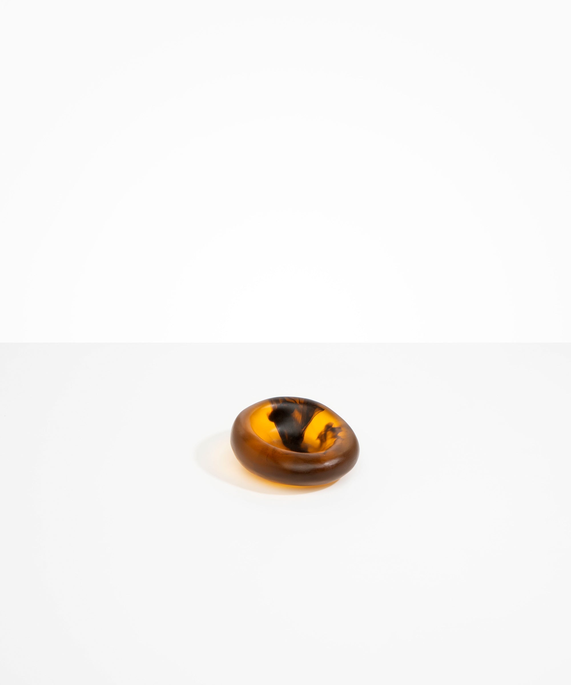 Dinosaur Designs Medium Drift Dish in Tortoise— handcrafted marbled amber and black resin chunky trinket dish with organic form