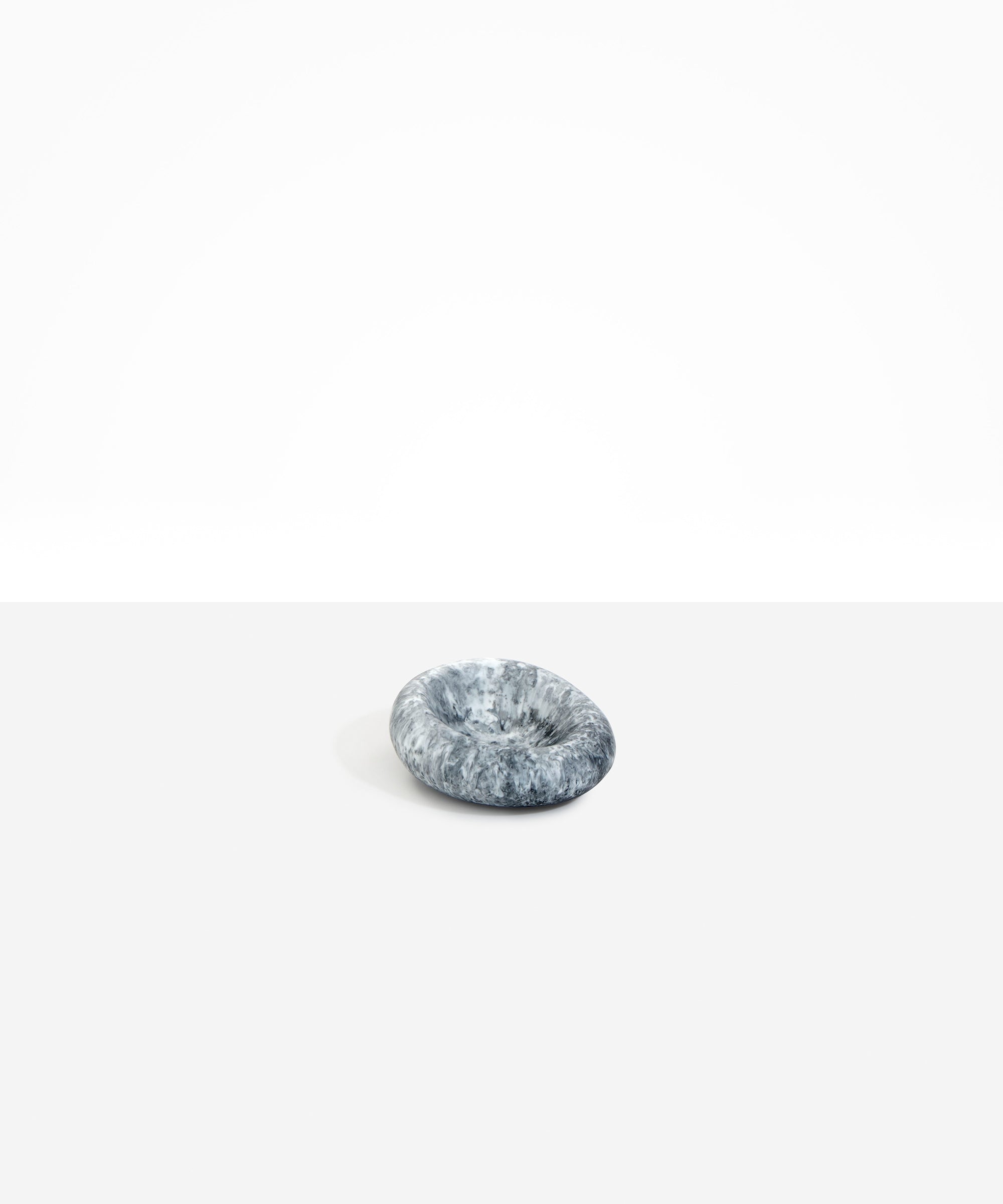 Dinosaur Designs Medium Drift Dish in White Marble— handcrafted marbled white and black resin chunky trinket dish with organic form