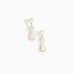 Dinosaur Designs Medium Bones Earrings in Chalk Swirl Colour resin with Silver-Plated Brass Material