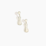 Dinosaur Designs Medium Bones Earrings in Chalk Swirl Colour resin with Silver-Plated Brass Material