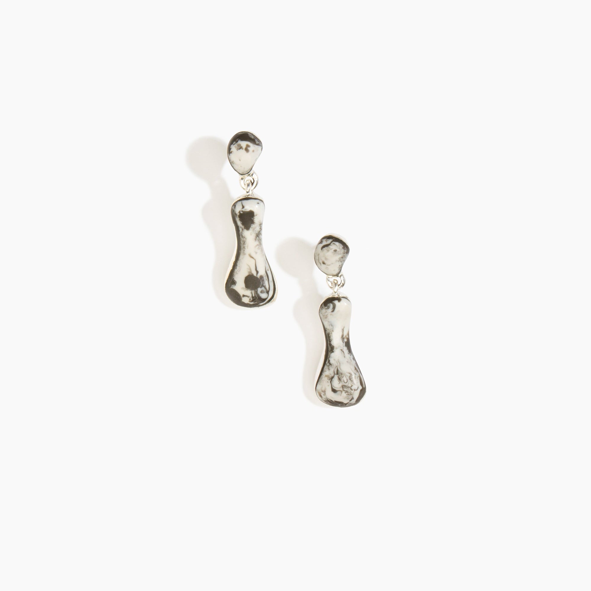 Dinosaur Designs Medium Bones Earrings in Granite Colour resin with Silver-Plated Brass Material.