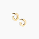 Dinosaur Designs Medium Pebble Duo Hoop Earrings in Cream — cream resin hoop earrings with polished brass inner face and stud fastening
