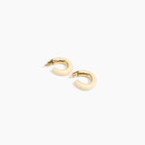 Dinosaur Designs Medium Pebble Duo Hoop Earrings in Cream — cream resin hoop earrings with polished brass inner face and stud fastening