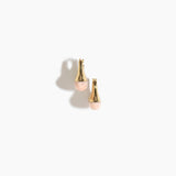 Dinosaur Designs Polished Lotus Hoop Earrings in Rose Swirl with Brass — marbled dusty pink resin half-dome hoop earrings with polished brass hardware and hinged clasp