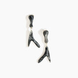 Dinosaur Designs Long Wishbone Earrings in Slate Colour resin with Silver-Plated Brass Material.