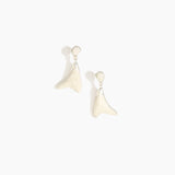 Dinosaur Designs Medium Wishbone Earrings in Chalk Swirl Colour resin with Silver-Plated Brass Material