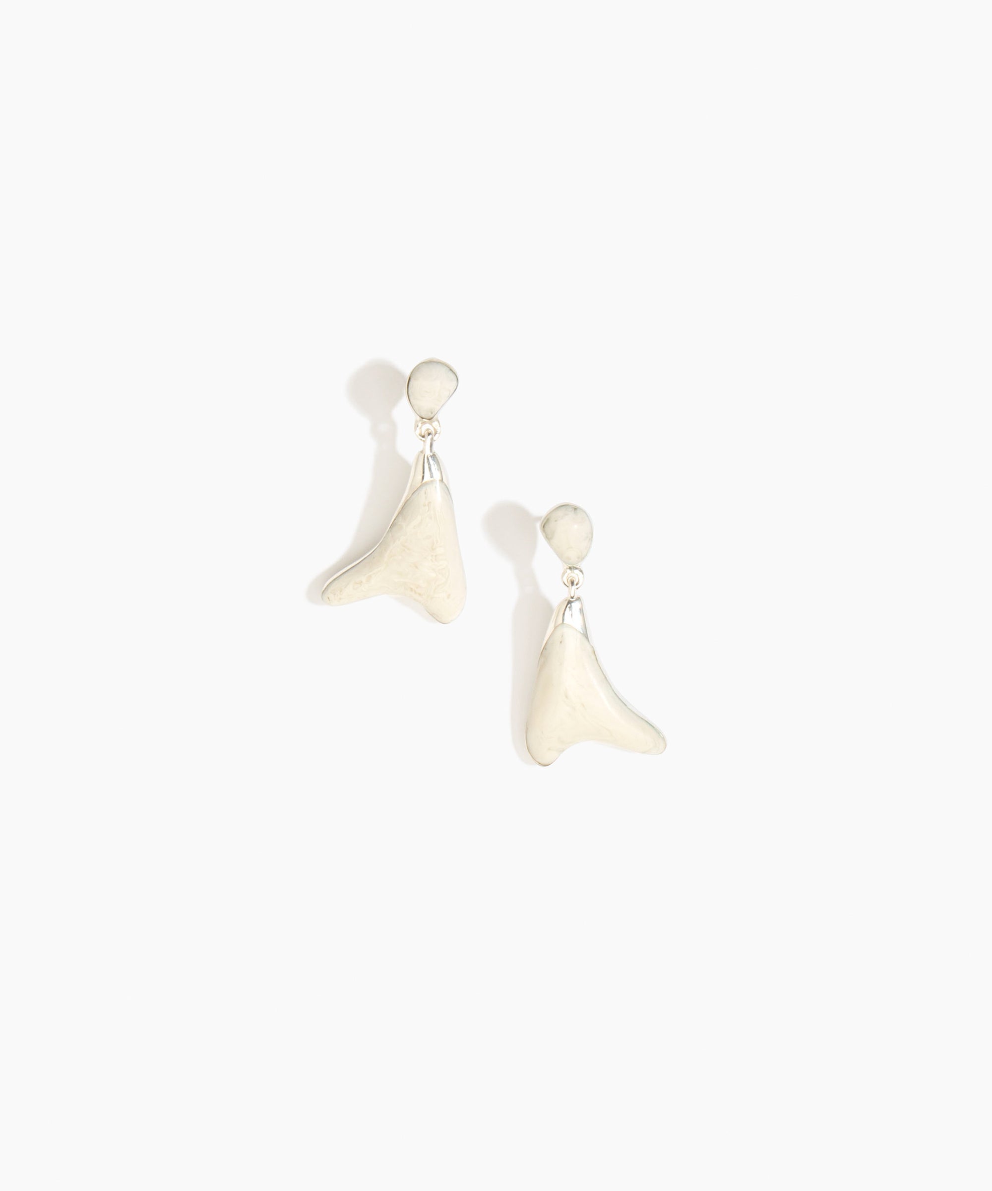 Dinosaur Designs Medium Wishbone Earrings in Chalk Swirl Colour resin with Silver-Plated Brass Material