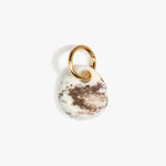 Dinosaur Designs Earth Keyring in Cappuccino — handcrafted marbled brown and Cream resin pebble bead on a polished brass jump ring..