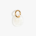 Dinosaur Designs Earth Keyring in Chalk Swirl — handcrafted marbled off white resin pebble bead on a polished brass jump ring..