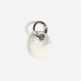 Dinosaur Designs Earth Keyring in Cloud — handcrafted marbled grey and Cream resin pebble bead on a polished gunmetal jump ring..