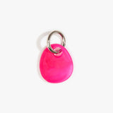 Dinosaur Designs Earth Keyring in Flamingo — handcrafted marbled fuschia pink resin pebble bead on a polished gunmetal jump ring..