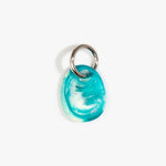 Dinosaur Designs Earth Keyring in Lagoon — handcrafted marbled blue and Cream resin pebble bead on a polished gunmetal jump ring..