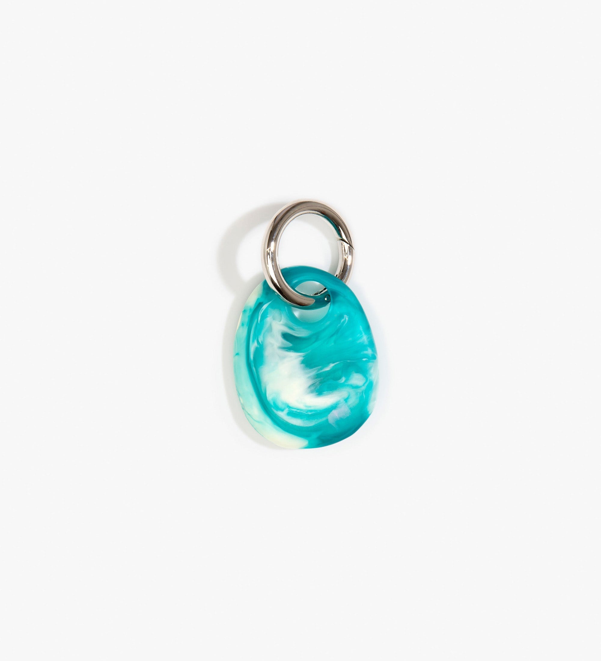 Dinosaur Designs Earth Keyring Keychains in Lagoon Colour resin with Gunmetal Metal