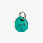 Dinosaur Designs Earth Keyring in Mineral Swirl — handcrafted marbled teal green resin pebble bead on a polished gunmetal jump ring..