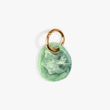 Dinosaur Designs Earth Keyring in Moss — handcrafted marbled green resin pebble bead on a polished brass jump ring..