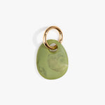 Dinosaur Designs Earth Keyring in Olive — handcrafted marbled green and clear resin pebble bead on a polished brass jump ring..