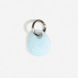 Dinosaur Designs Earth Keyring in Pool — handcrafted marbled blue and clear resin pebble bead on a polished gunmetal jump ring..