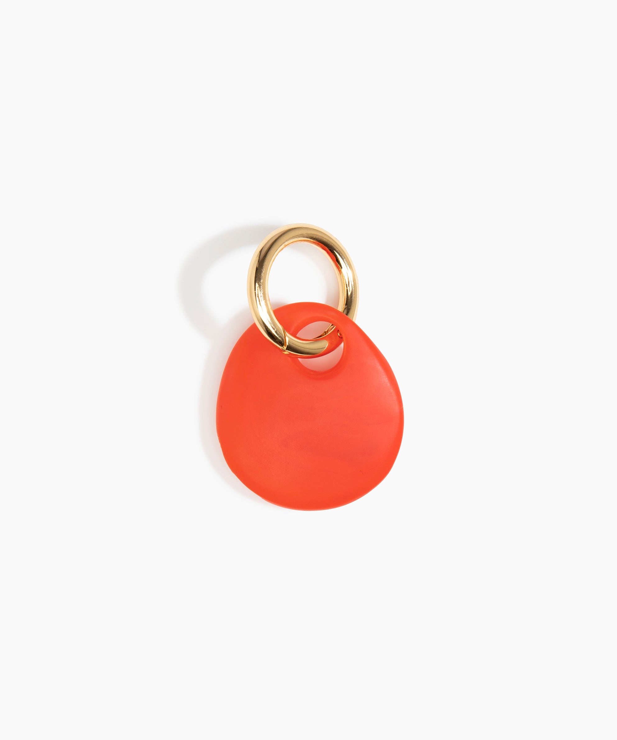 Dinosaur Designs Earth Keyring in Poppy — handcrafted marbled red resin pebble bead on a polished brass jump ring..