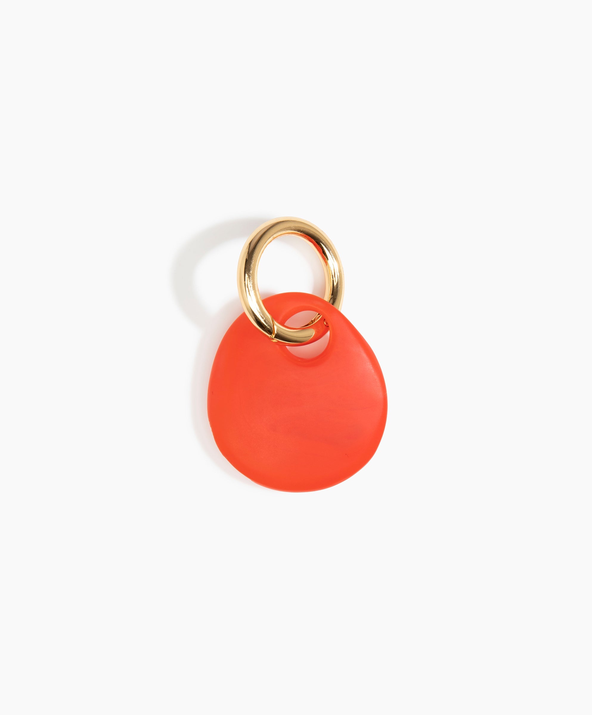 Dinosaur Designs Earth Keyring in Poppy — handcrafted marbled red resin pebble bead on a polished brass jump ring..