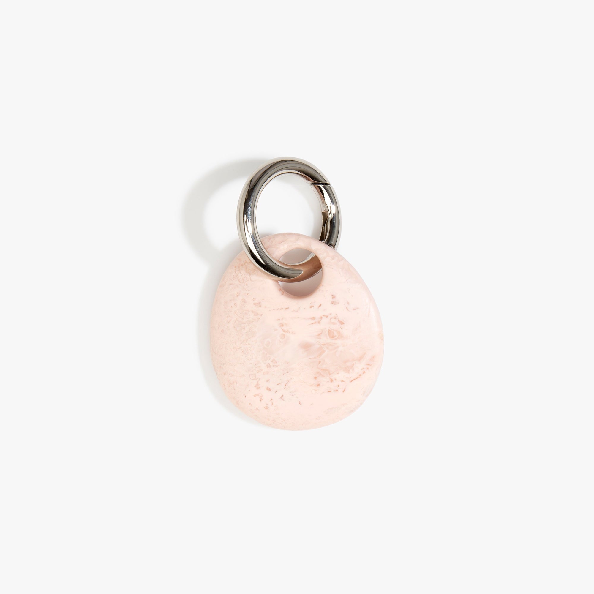 Dinosaur Designs Earth Keyring in Rose Swirl — handcrafted marbled dusty pink resin pebble bead on a polished gunmetal jump ring..