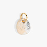 Dinosaur Designs Earth Keyring in Sandy Pearl — handcrafted marbled beige, grey and pearlescent resin pebble bead on a polished brass jump ring..