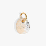 Dinosaur Designs Earth Keyring in Sandy Pearl — handcrafted marbled beige, grey and pearlescent resin pebble bead on a polished brass jump ring..