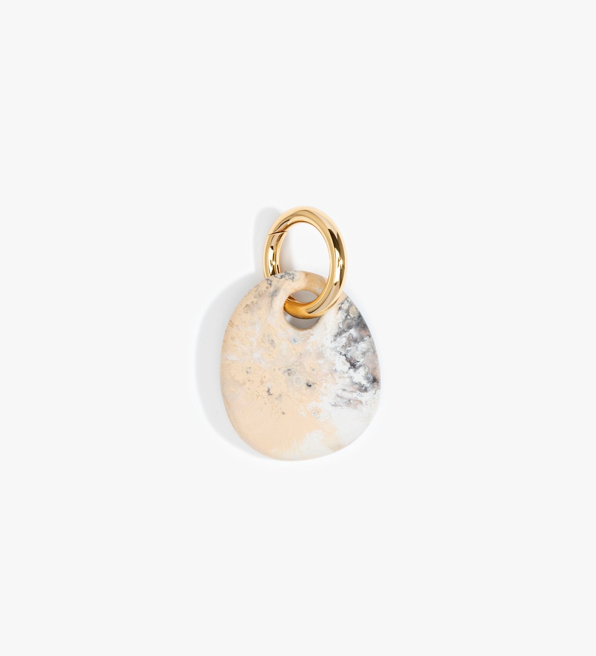 Dinosaur Designs Earth Keyring Keychains in Sandy Pearl Colour resin with Brass Metal